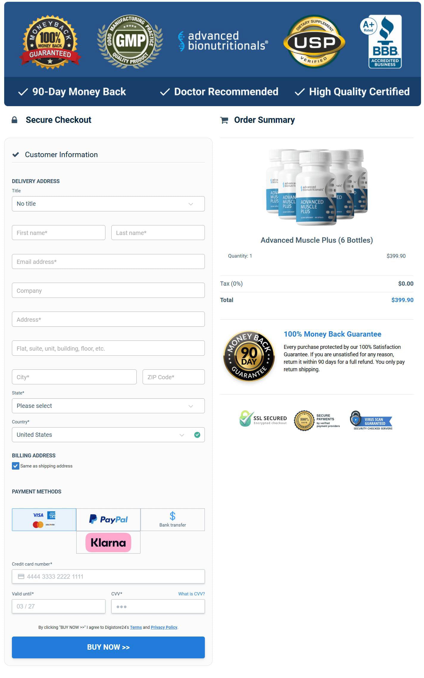 Advance muscle plus - Checkout